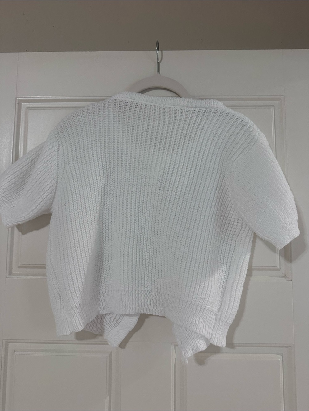 SHEIN White Ribbed Button-Front Knit Cardigan - Picture 3 of 3